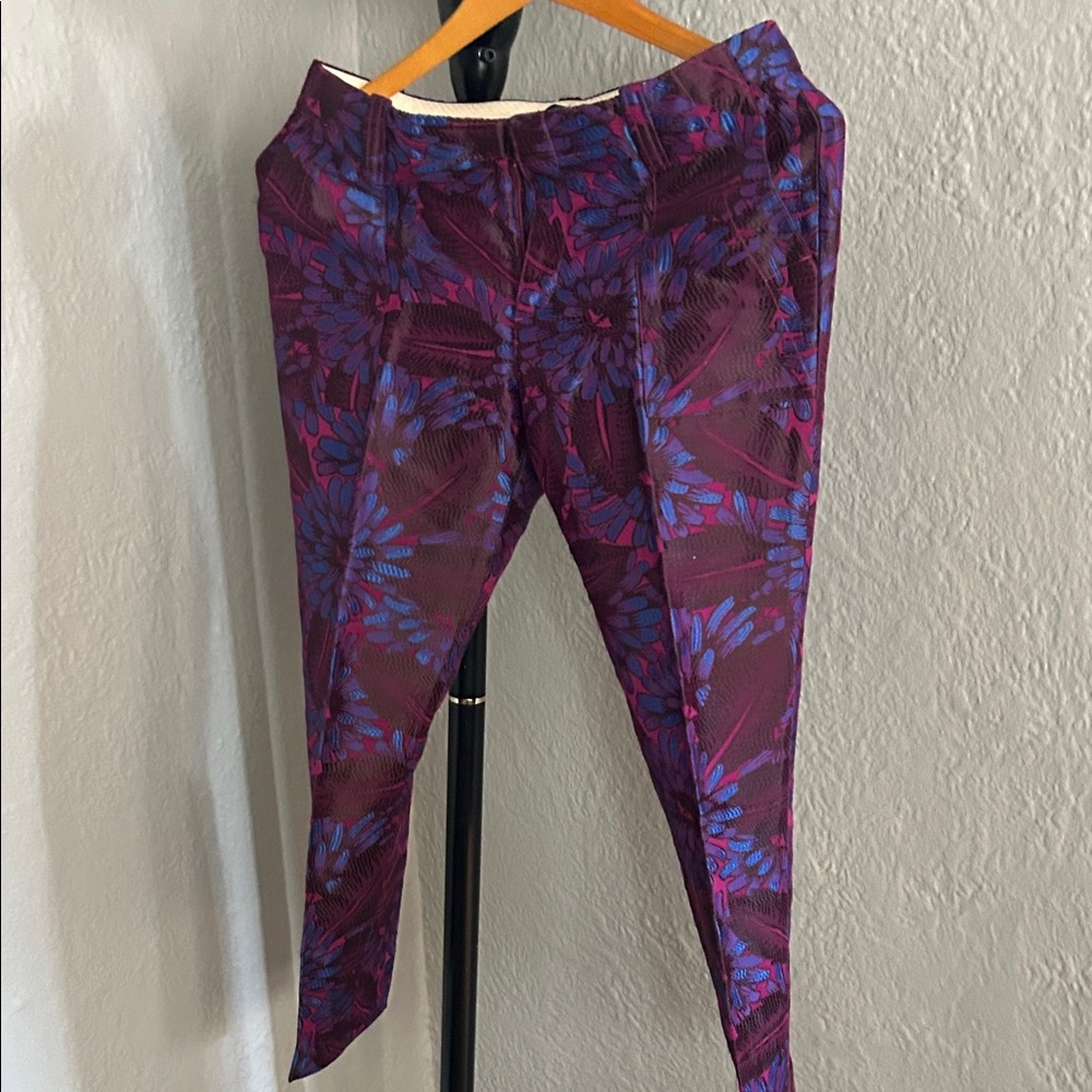 J. Crew Men's Purple Floral Performance Pants with Blue Accents